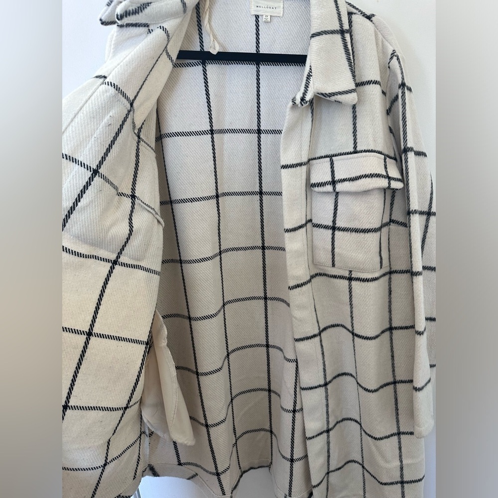 Melloday plaid long line shacket size2X - Picture 4 of 13
